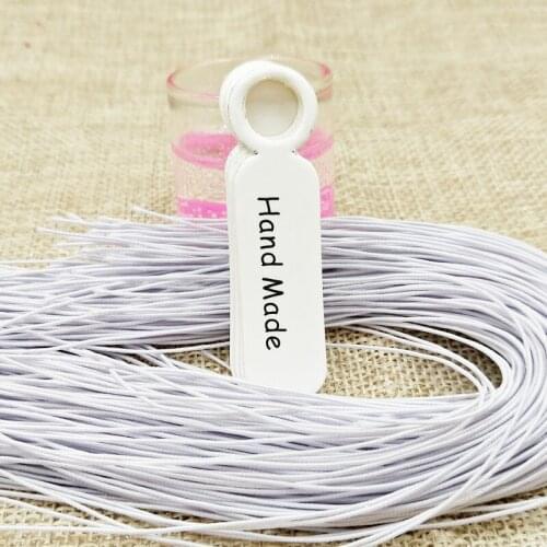 5*1.3cm white paper handmade tag 100pcs+100pcs elastic string for proudcts packing tagging label