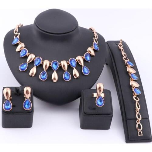 African Beads Jewelry Sets For Women Wedding Accessories Fine Gold Color Gem Costume Statement Necklace Jewelry Set