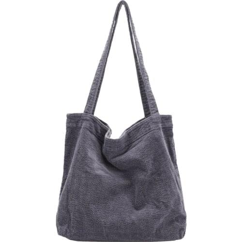 Korean Fashion Large Capacity Shopping Leisure Canvas Handbag Simple Corduroy One Shoulder Womens Bag Purses And Handbags
