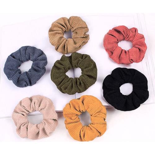 Women Large Size Stripe Velvet Scrunchie Ponytail Holder Hair Rope Bands Wrap Elastic Solid Scrunchies Girls Hair Accessories