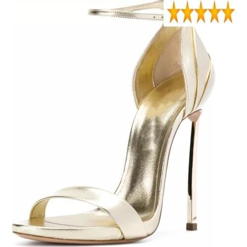 Size 34-45 Runway Fashion Plus Women Stiletto High Heels Sandals Party Wedding Bridal Shoes Golden Silver Peep Toe Ladies Pumps