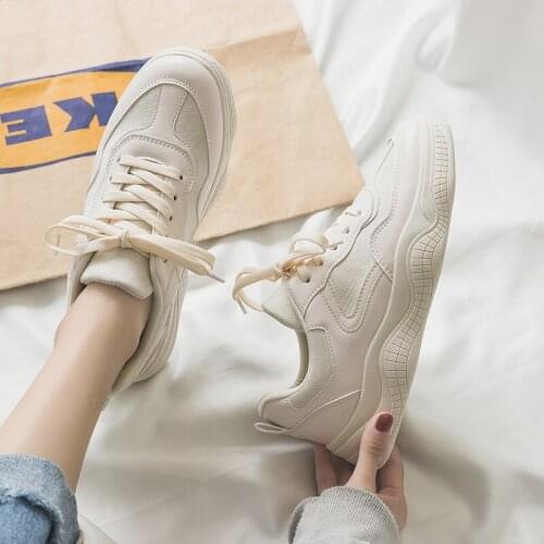 2019 Fashion Women Platform Shoes Womens Chunky Sneakers Lace Up Shoes Breathable Air Vulcanize Women Trainers Shoes F1-35
