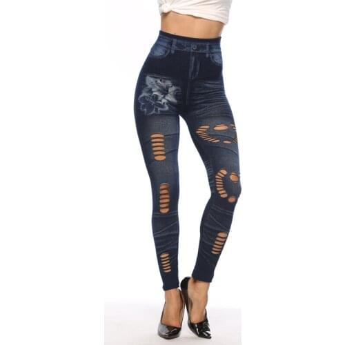 Plus Size Hollow Out Women Leggings 2019 New Fashion Imitation Jeggings Slim Jeans Leggings Ladies Skinny Trousers