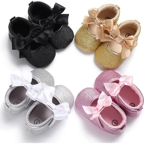 Newborn Infant Boy Girl Flats Slippers Soft Sole Lace Party Bow Knot Cute Shoes 0-18M
