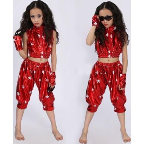 Girl Dance costume for children Jazz clothes Jazz Wear Hip-hop Dance Stage Performance Clothing 110-150cm
