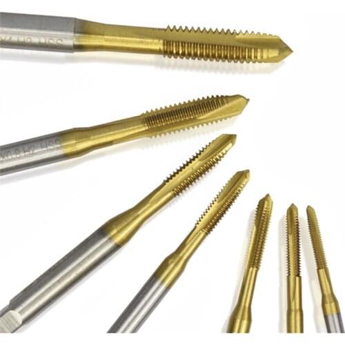 1Pc M2 / M2.5 / M3 / M3.5 / M4 / M5 / M6 Titanium Coated Hand Faucet Hss Metric Straight Flute Threaded Tap