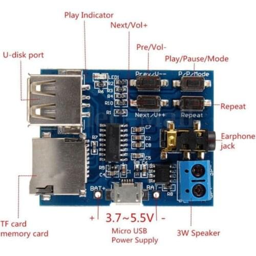 1*TF card U disk MP3 Format Decoder Board Amplifier Decoding Audio Player Module