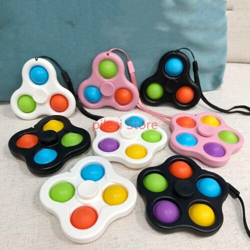 10pcs/lot Decompression Finger toy Bubble Music Gyro 2 in 1 Keychain Pointed Rodent Pioneer Dimple Toys