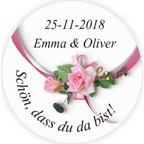 DouxArt 100 Pieces Personalized Wedding Stickers, 4CM Schon dass du da bist Wedding Party Invite Favors Gifts Package Seals