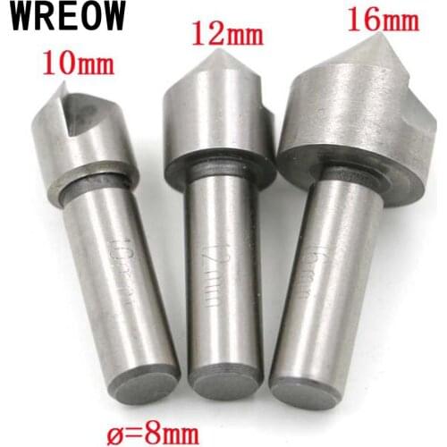 3PCS/set HSS Single Edge Chamfering Countersink Drill Bit Set 90 Degree Wood Plastic Cutter Woodworking Drill Bit 10mm 12mm 16mm