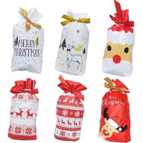5/10pcs Candy Cookies Gift Bags With Ribbon Snack Biscuit Baking Package Wedding Birthday Party Decoration Christmas Gift Bags