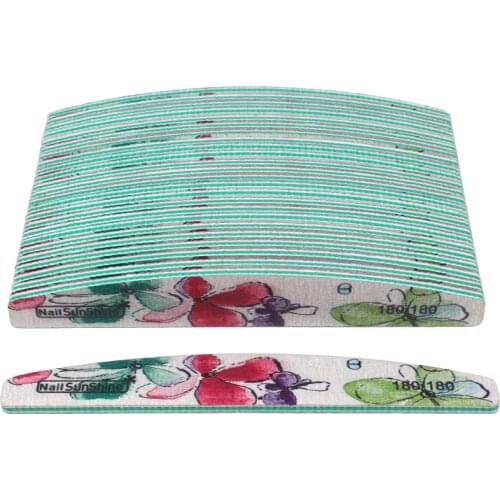 50Pcs/set Green Nail Buffer File For UV Gel Half Moon Design Manicure Pedicure Sanding Nail Art Tools Strong Thick Files 180/180