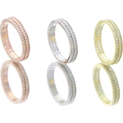 925 Sterling Silver 2 Raw Cubic Zirconia Engagament Band Ring Bling 5A CZ Wedding Rings Eternityring Ffor Women Jewelry