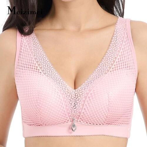 Meizimei Sexy Lingerie Womens Bras Lace Gather Wire Free Brassiere Girl Bralette Female Plus Big size bh push up Bra Underwear