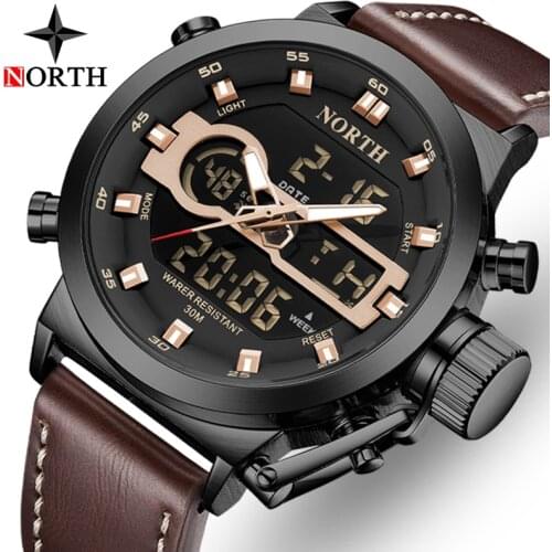 NORTH Brand Top Luxury Watch Men Fashion Casual LED Military Clock Male Waterproof Sport Wrist Watch Quartz Relogio Masculino