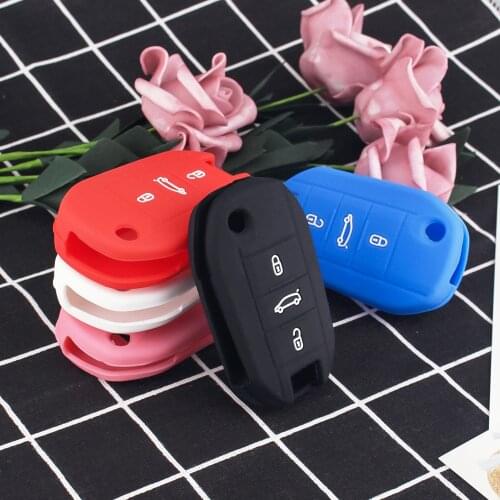 Dandkey 3 Buttons Silicone Car Key Case Shell for Citroen C4 CACTUS C5 C3 C4L For Peugeot 508 301 2008 3008 408 key Case Holder