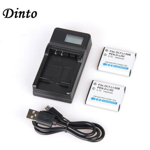 Dinto 1pc Li-50b Li50b Li 50b Replacement Camera Battery + LCD Display USB Charger for Stylus 1010 1020 1030 9000 SZ-30MR