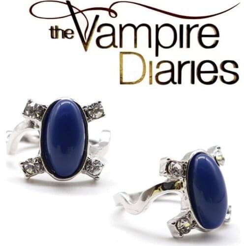 The Vampire Diaries Rings Elena Gilbert Daylight Rings Vintage Crystal Ring With Blue Lapis Fashion Movies Jewelry Cosplay