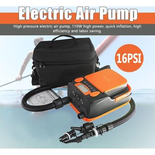 Electric Air Pump 16PSI High Pressure Auto-Off Electric Pump Inflator/Deflator for Inflatable Boat Surfboard Stand-up Paddle