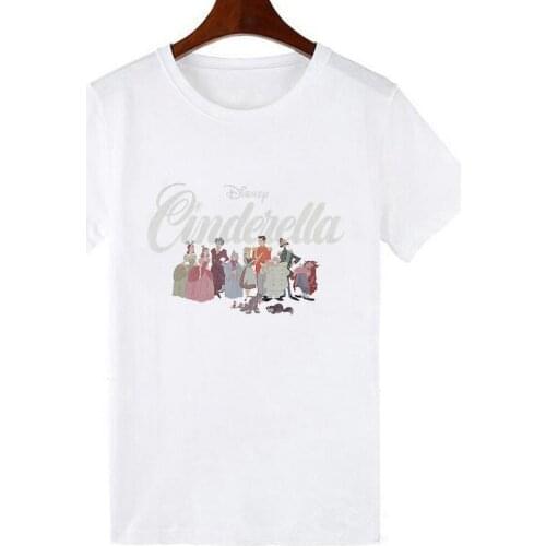 Women Summer T Shirt Harajuku Short Sleeve Tshirt Streetwear Female Disney Cinderella Group Shot All Lined Up T-Shirt