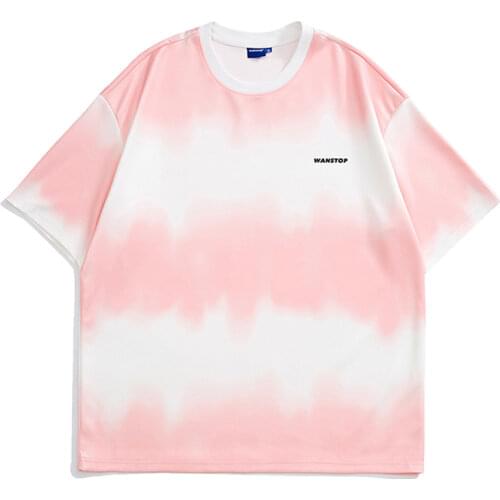 Short Sleeve T-shirts Women Tie-dye O-neck Chic Plus Size Oversize Tees Teens Womens Harajuku High Street Ulzzang Ins Tops