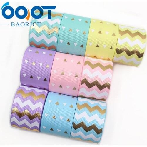 OOOT BAORJCT I-19928-2279,38mm,10yards Hot gold dots Printed grosgrain ribbon,DIY jewelry accessories,wedding birthday packaging