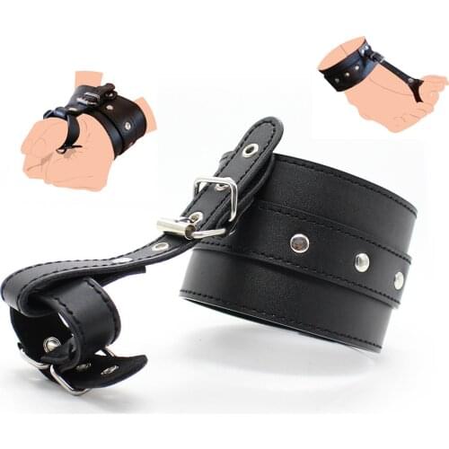 Slave Bdsm Bondage Leather Handcuffs Thumbs Ankle Toe Cuffs Sex Toys for Men Women Couples Punk Belt Costumes to Wrist Restraint