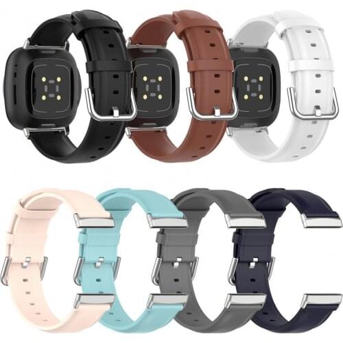 Round Tail Cowhide Wristband Smart Watch Strap Replacement for Versa3/Sense Wearable Devices Smart Accessories