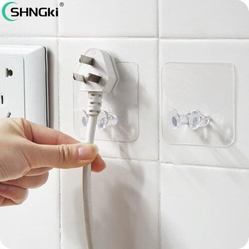 Socket Plug Hook Transparent Strong Self Adhesive Door Wall Hangers Towel Handbag Hooks Plug Hook Kitchen Bathroom Accessories