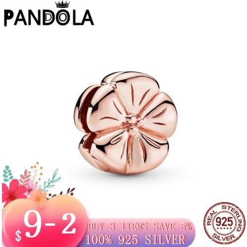 Hot 100% 925 Sterling SILVER charms Polished Flower Clip Charm fit Original Pandora Bracelet silver 925 jewelry