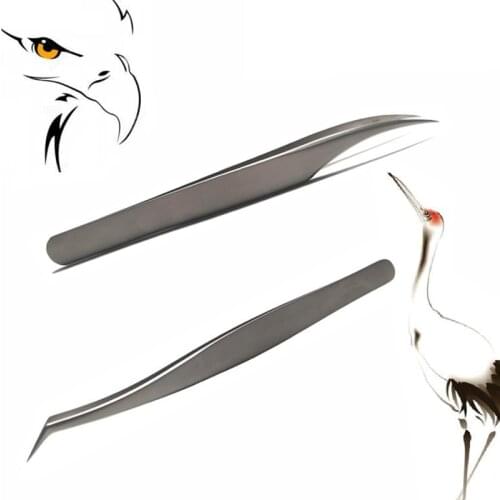 MANWAH 0.2mm Precision Sandblasted Stainless Steel Tweezers MW-2103 Long Bend Tweezer/MW-2104 Curved Tip Tweezer