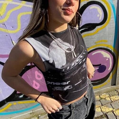 New Fashion Woman Girls Tank Tops Sleeveless Print Slim High Street Women Summer Clothes