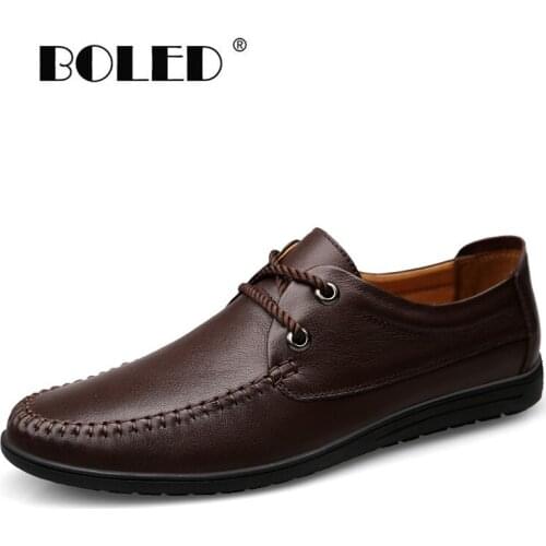 Handmade Genuine Leather Men Shoes Design Soft Autumn Casual Shoes Men Non-slip Wear Driving Shoes Moccasins Dropshipping