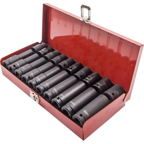 20pcs 1/2" Deep Impact Socket Tool Kit 10-19mm 38mm/78mm Garage Wrench Tool