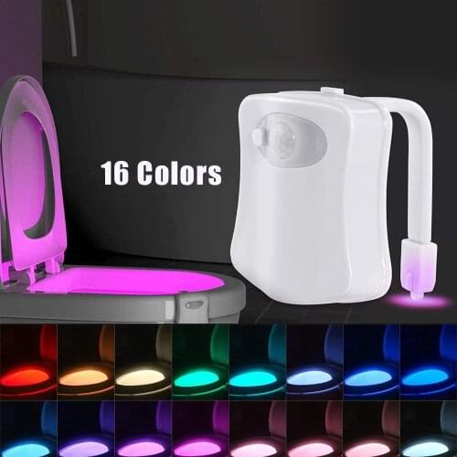 16 Color 8 Color Toilet Night Light Motion Sensor Waterproof LED Toilet Bowl Light for Bathroom Washroom