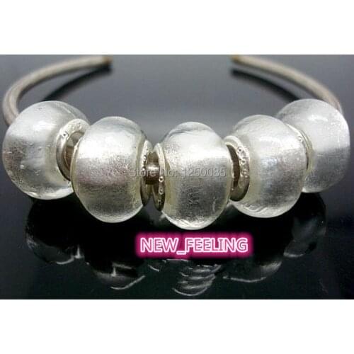 Wholesale 50pcs/lot Silver Full Foil Lampwork Glass Beads Silver Plated Fit European Bracelet &Necklace Jewelry LGB47
