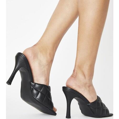 YUXIANG 9CM Summer Women Shoes Mules Design Slippers Sandals Square Sole Slides High heel Female Sandales Big Size 39 41 42