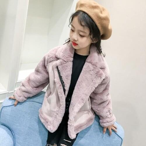 Girls' woollen coat and childrens thick fashion cotton-padded coat