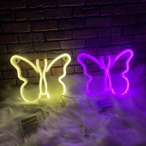 LED Light USB Powered Romantic Plastic Decorative Butterfly Signs Lights for Wall Decor