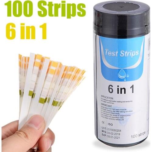 100pcs Fish Tank Test Strip Testing PH Level Total Alkalinity Nitrite Aquarium Test Paper 6 Parameter In 1