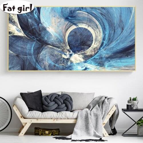 Creative blue poster abstract art words 5d diy diamond paintings full square round drill diamond embroidery picture mosaic kit