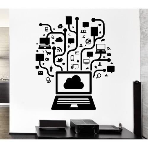 Creative Computer Social Network Game Internet Teen Art Vinyl Design Wall Sticker Home Room Decor PVC Wall Mural Y-799