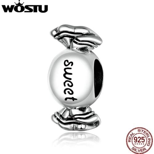 WOSTU New Silver 925 Jewelry Sweet Candy Charms for Original Snake Bracelet & Bangle Women Silver Jewelry DIY Making DAC353