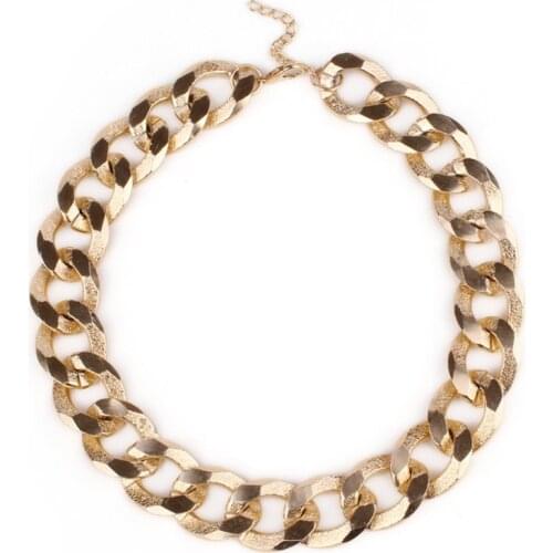 Woman Jewelry Chunky Chain Necklace light gold color Metal Basic necklace NK1022