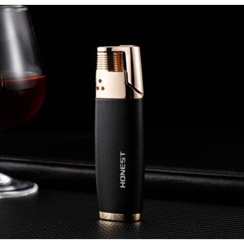 100% Original HONEST turbo torch Jet flame frosted metal portable inflatable windproof butane gas cigarette lighter men gift