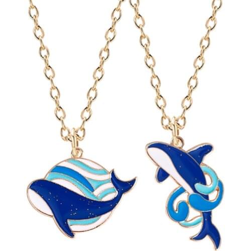 2020 New Harajuku Couple Necklaces Creative Blue Whale Pendant Choker Mens And Womens Jewelry Accessories Wholesale Necklace