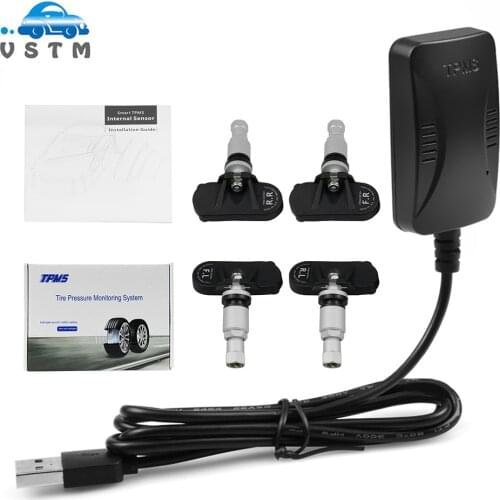 2020 USB Android TPMS Car Tire Pressure Monitoring System Display 4 Internal Sensors Android Navigation Tyre Pressure Alarm 0-11