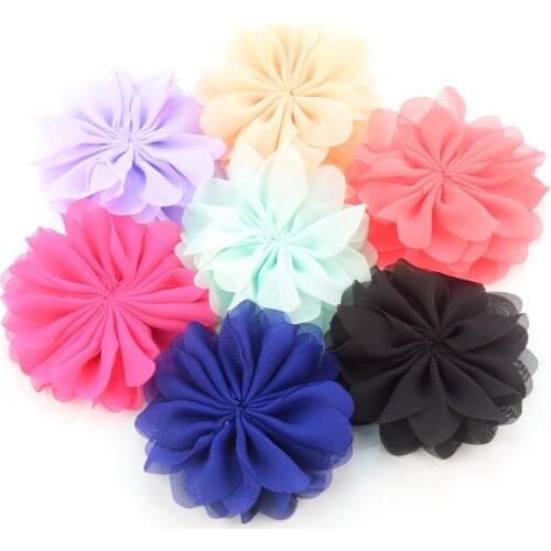 30pcs/lot 2.8'' Fabric Chiffon Flowers Hair Flowers For woman Headbands Children Hair Accessories 24 Color Available MH52