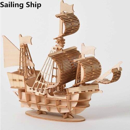 3D Wooden Puzzle Ship Model Kit Toys Wooden Kit DIY Handmade Mechanical for Children Adult Kit Mechanical Game Assembl