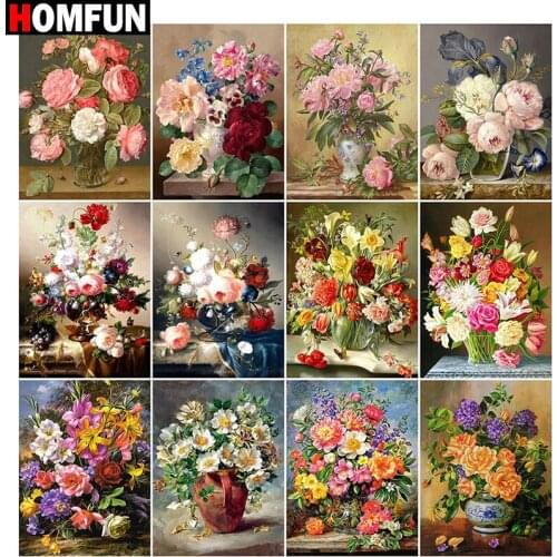 HOMFUN Diamond Painting Full Square/Round Diamond "Flower landscape" Pattern Embroidery Cross Stitch 5D Rhinestone Painting